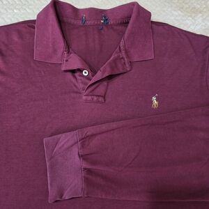 Polo Ralph Lauren Men’s Polo Shirt Pima Soft Touch Burgundy Long Sleeve Size XXL